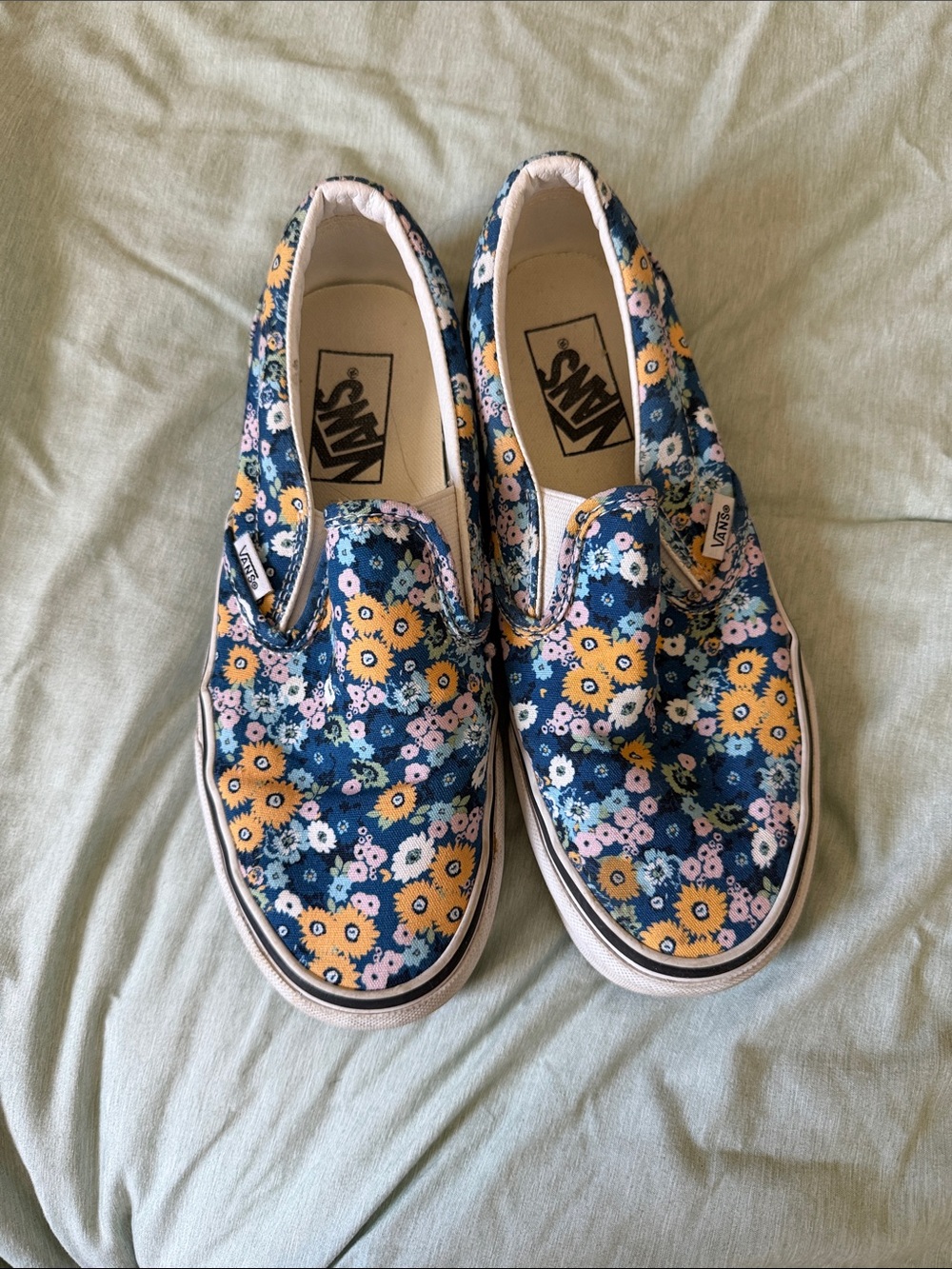 Vans Floral Slip-On Sneakers - Navy, Yellow & Pink
